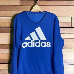 Adidas Vintage Blue and White Men's Crewneck Lg. No Size Tag See Measurements